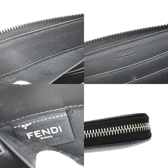 FENDI Logo Micro Zucca Pattern Long Zipper Wallet Embossing Leather - Picture 12 of 16